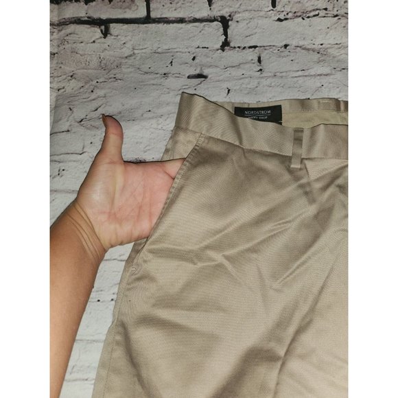 Nordstrom Mens Shop Dress Pants 38x32 Athletic Fit Non-Iron Chino Khaki NWOT - Picture 5 of 12